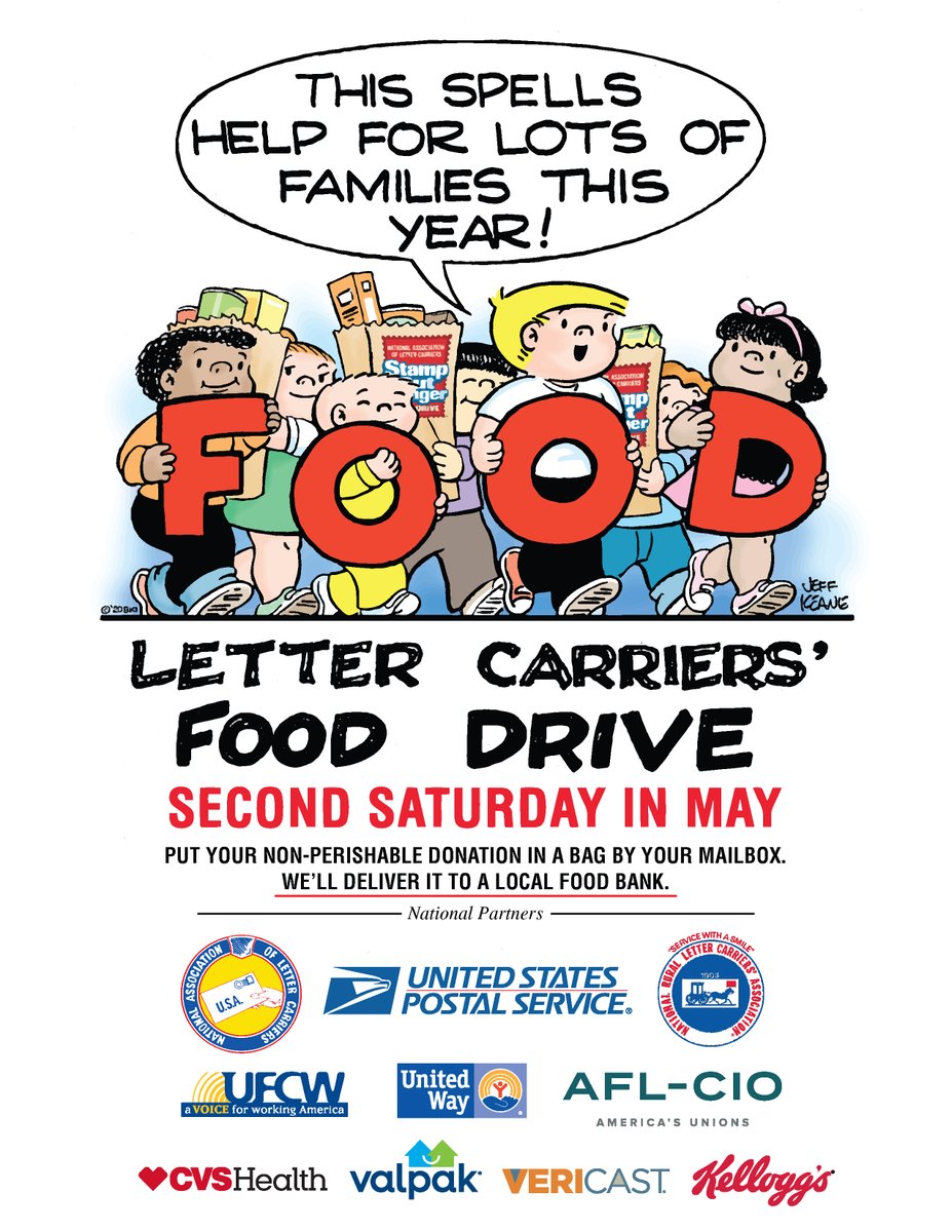 It's almost time for the easiest food drive of the year - you don't even have to leave your house! Stamp Out Hunger is taking place May 13. All you have to do is place non-perishable food items by your mailbox on that Saturday, &amp; your letter carrier will take care of the rest.