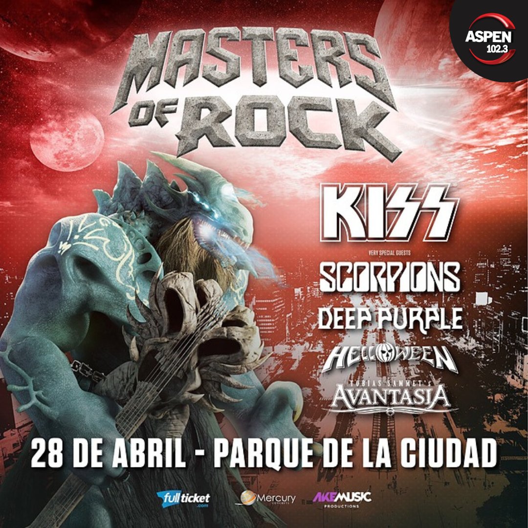 fmaspen's tweet image. #AspenExperience
¿Querés ir al #MastersOfRock❓¡El festival internacional de Rock + importante del mundo, llega a la Argentina!📷28 DE ABRIL - PARQUE DE LA CIUDAD📷Seguí @fmaspen comentá con quien irías a ver el festival con el #KissEnASPEN y participá por 1 par de ENTRADAS VIP