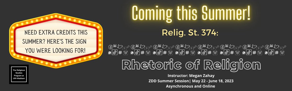 Religious Studies @ UW-Madison (@uwmadison_rs) on Twitter photo Want to learn about rhetoric, religion, and #TikTok this summer? Take Relig. St. 374: #RhetoricofReligion with <a href="/MeganZahay/">Megan L Zahay, PhD (@meganzahay.bsky.social)</a>! Fully asynchronous and online, open to students at other institutions too! Find out more <a href="/UWSummer/">UW-Madison Summer</a> Enroll here: enroll.wisc.edu/search?term=12โฆ Want to learn about rhetoric, religion, and #TikTok this summer? Take Relig. St. 374: #RhetoricofReligion with <a href="/MeganZahay/">Megan L Zahay, PhD (@meganzahay.bsky.social)</a>! Fully asynchronous and online, open to students at other institutions too! Find out more <a href="/UWSummer/">UW-Madison Summer</a> Enroll here: enroll.wisc.edu/search?term=12โฆ