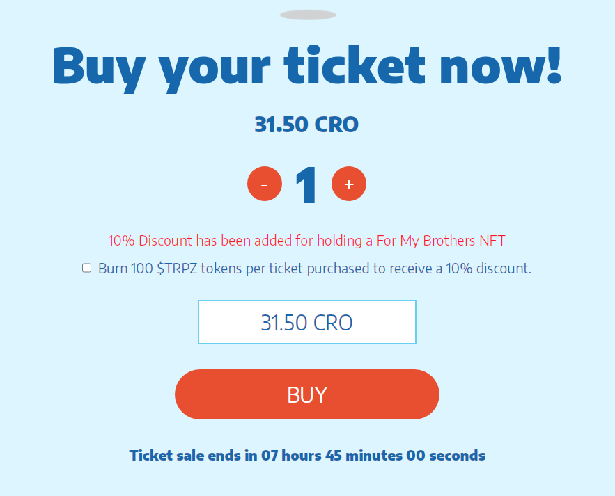 CroDrawOfficial's tweet photo. Whatup #CROFam @trooprzarmy 

It's DRAW'DAY!

We have surpassed our 200 ticket target...the pot has been boosted by 500 #CRO

7hrs to hit 300 tickets for the special NFT winners bonus!

Buy 5 get 1 free will end 2 hours before draw!

LETS GO! https://t.co/eV6Vw0sCiI https://t.co/lVFbZNsy1L