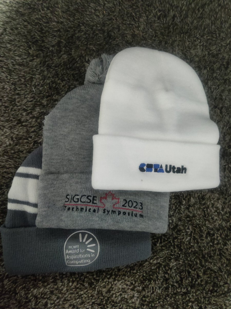 This year was the year of the toque (beanie) in CS Ed. Still excited to get a #csta <a href="/CstaUtah/">CSTA Utah</a> beanie with my snacks yesterday!