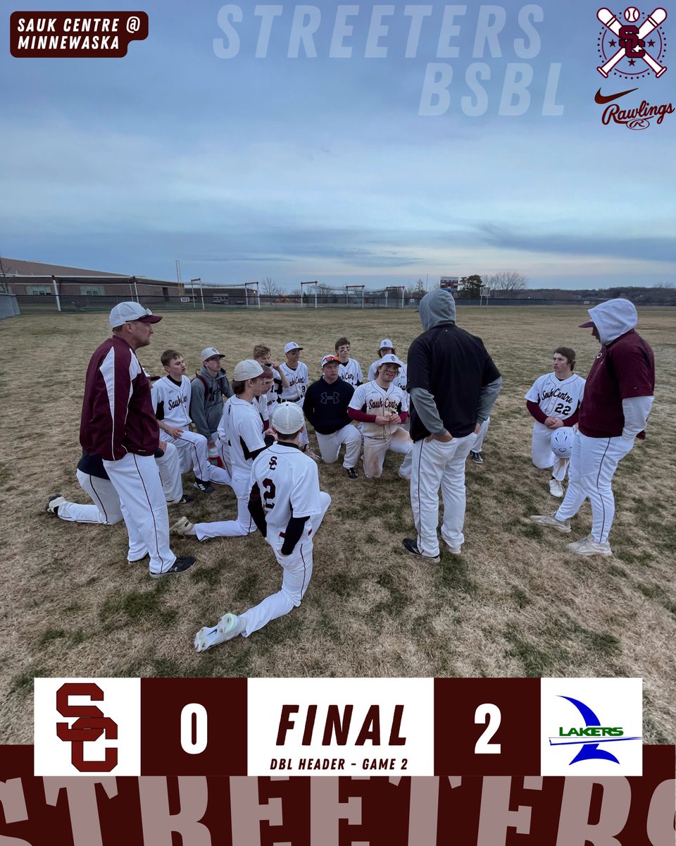 SaukCentreBSBL's tweet image. SCBSBL was in Glenwood yesterday to face the Minnewaska Lakers in a double header. SCBSBL lost both games, losing the first one 2-6 and the second 0-2. 

SCBSBL will play tomorrow vs the Morris Tigers in Morris at 5pm. 

See you then.

#scbsbl #streeters #bombaszn #streetersports