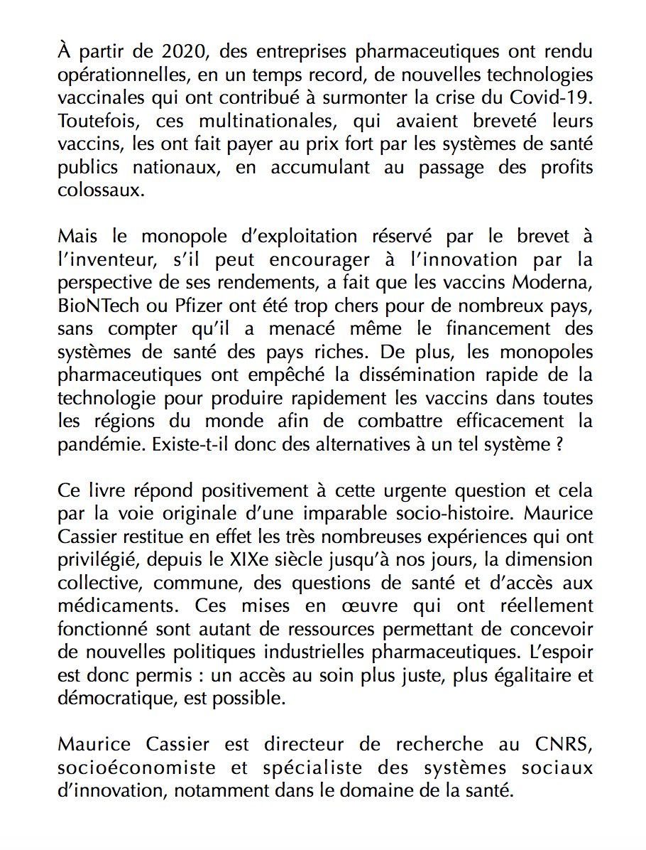 flr_louis's tweet photo. Maurice Cassier - Il y a des alternatives                                               

Une autre histoire des médicaments (XIXe-XXIe siècle)

À paraître en mai au Seuil https://t.co/K3CxPB15Ny