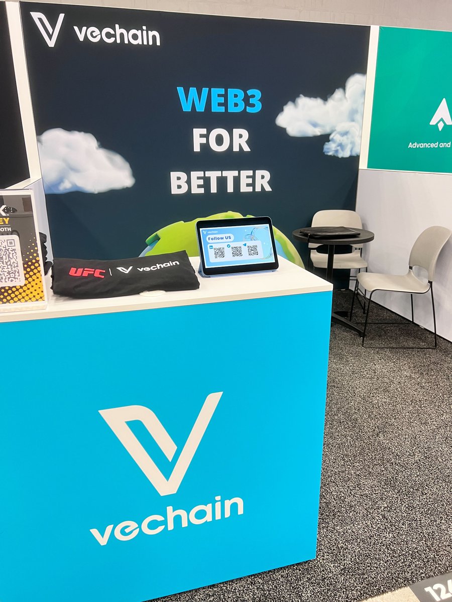 We're set up on our booth at #Consensus2023, sharing our new whitepaper, technologies, progress and vision for transforming #sustainability and industry with the #Web3 approach and industry leaders. 

Come find us and have a chat! 

#vechain <a href="/CoinDesk/">CoinDesk</a>  $VET