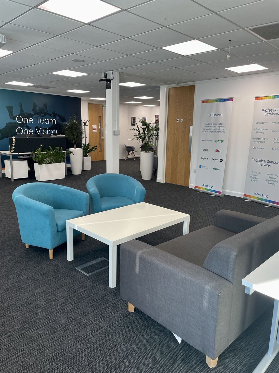 NuviasUC's tweet photo. We refreshed to our Newbury #office to create a brighter, more spacious environment. We are now benefiting from a more open floor plan and dedicated breakout areas, where our #team can communicate and collaborate more efficiently.
#OfficeRefresh #refurbishment https://t.co/j7scsv71Ms