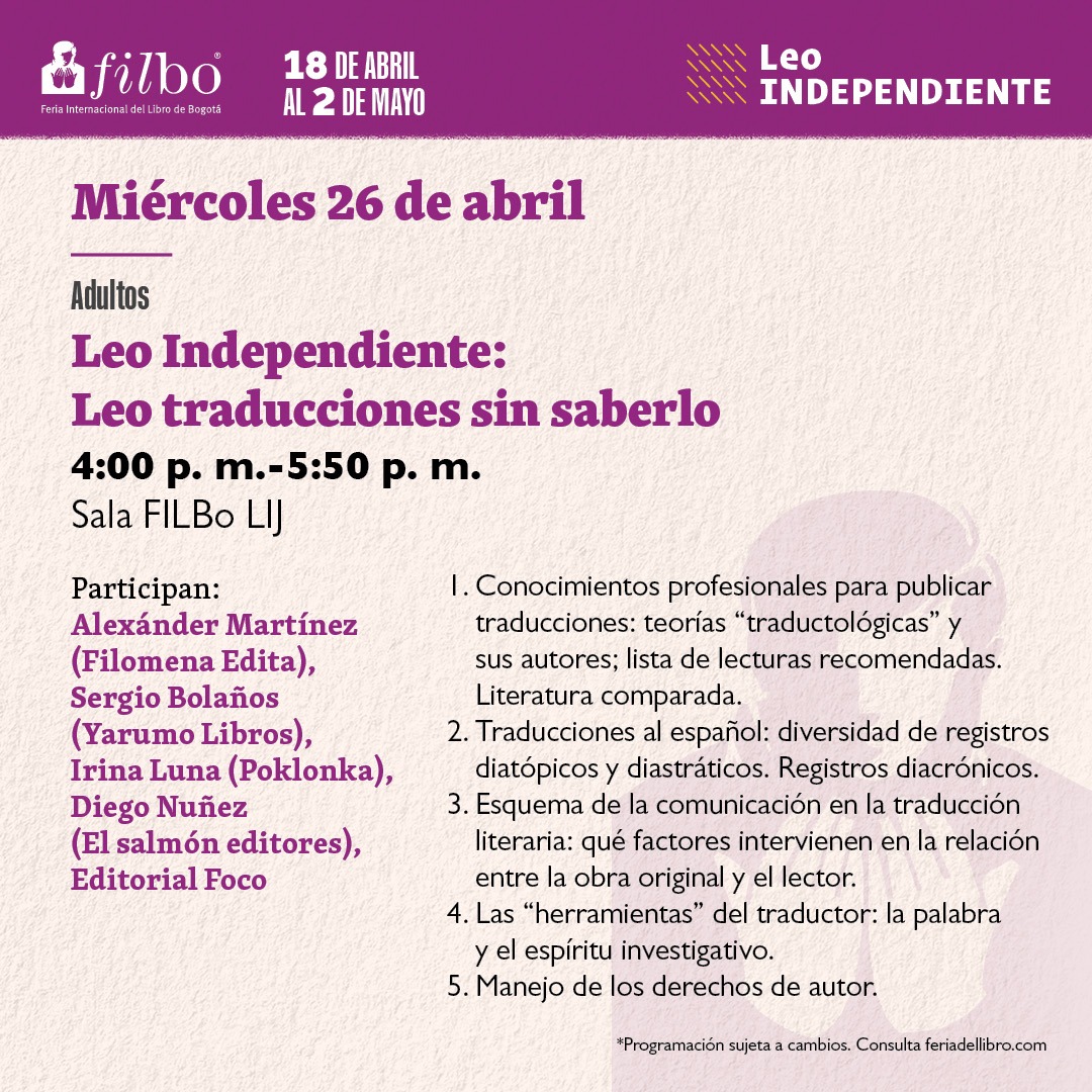 EditorialFoco's tweet photo. En esta segunda semana de @filbogota te invitamos a participar de nuestros eventos. Estaremos junto a editoriales independientes, dialogando sobre nuestra experiencia en este recorrido.

@leo_independ 
#Filbogota #LeoIndependiente #Editorial #Libros #Bogotá https://t.co/Jrnxmn2UQH