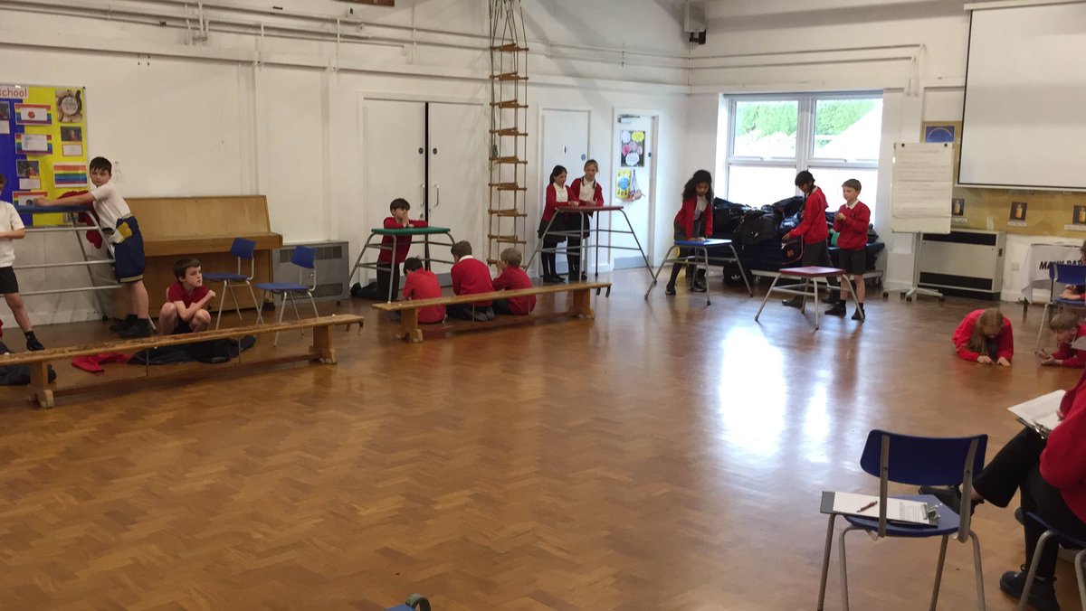 Burleywoodheadp's tweet photo. As part of our drama CPD this year, Y5 have stayed after school to help teachers practice how to assess drama, led by Geoff and Deborah, national drama experts #creativeme https://t.co/bqOcj0y7Ym