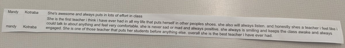 MandyKotraba's tweet photo. Shout out to this anonymous student who reminded me why I love this career and the young adults I get to work with.
#HardWorkButGoodWork
#TheFuture https://t.co/xeZsgjiKzF