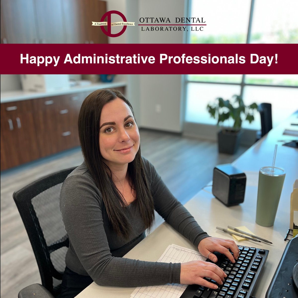 OttawaDentalLab's tweet photo. Happy Administrative Professionals Day! 🎉 We'd like to take a moment to recognize and celebrate ALL administrative positions today. We greatly appreciate their dedication and contributions to the workplace. Great Experiences... Lasting Smiles! 😄#administrativeprofessionalsday https://t.co/eH9d8h5zK2