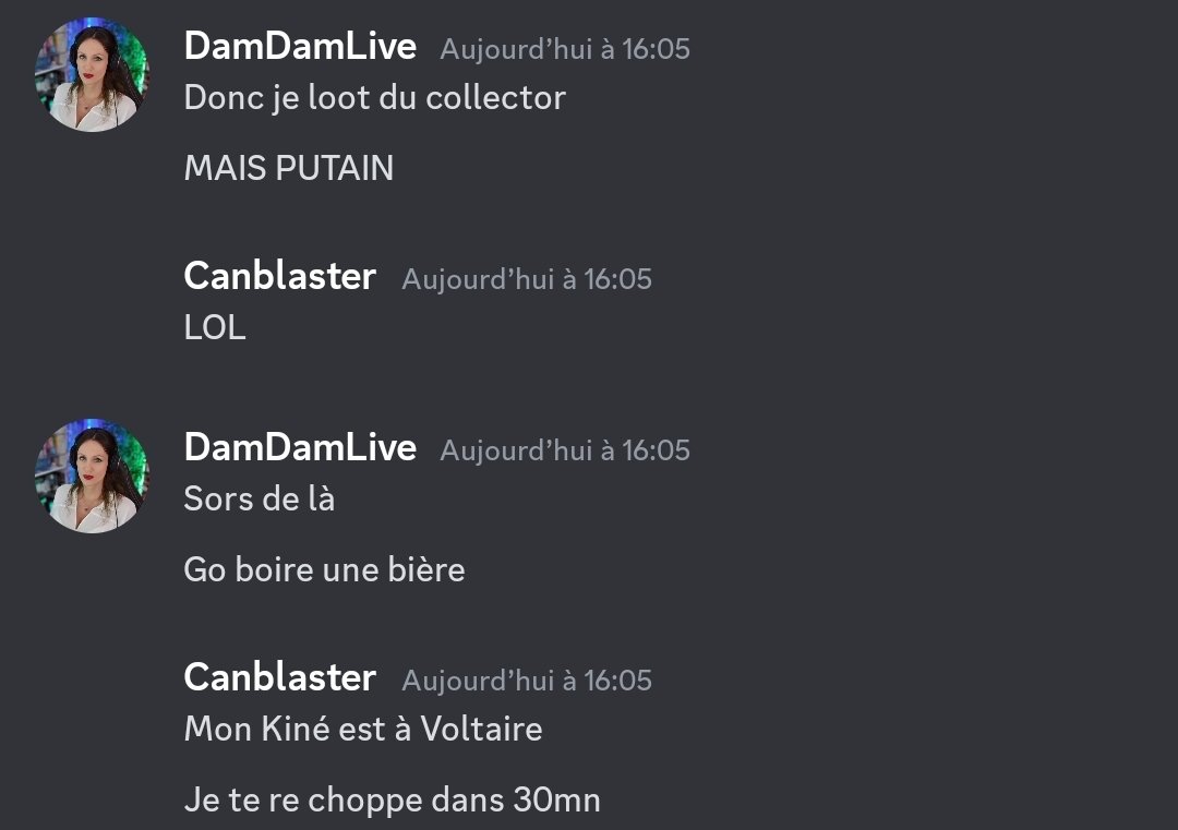 Quand @RealCanblaster me dit 'fais-moi signe quand tu reviens sur Paris' 😂 Encore une histoire qui va finir à boire des cannettes de Grim tiède en bricolant du gabber modulaire dans un studio qui sent la clope froide 👍