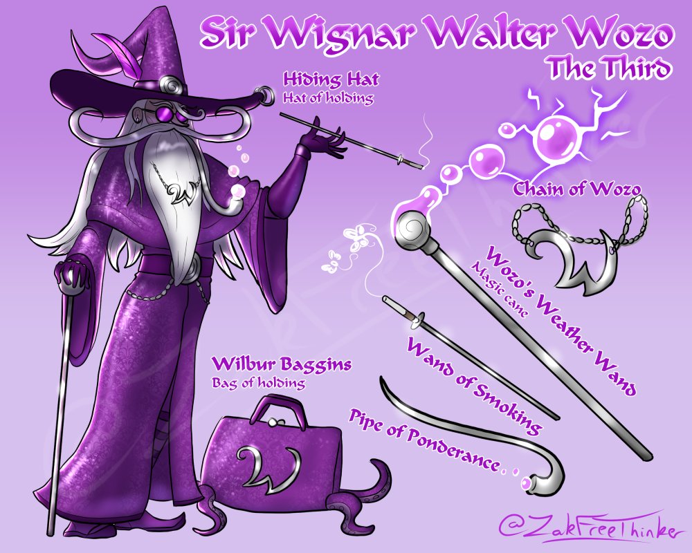 Durr 🐀 on X: An NPC design for a #DnD session: Wozo the Wizard! Eccentric magic  artist and collector of many strange artifacts.  / X