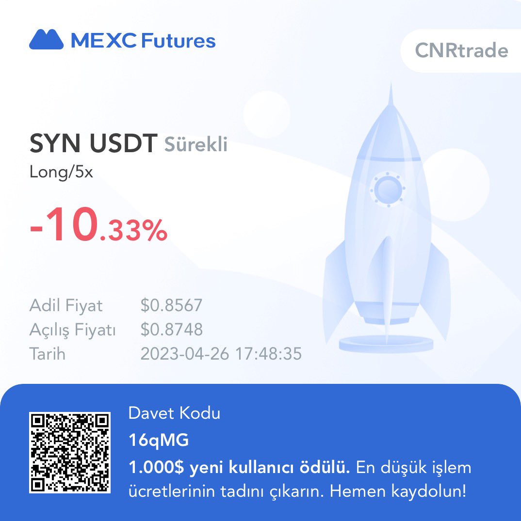 #SYN pozisyonunu kapattım. 0.8737 üzerine 2 saat mum kapanışı görürsem tekrar açacağım. 

Nazarlık oldu 😒