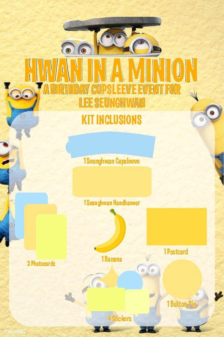 silvershwan's tweet photo. 🍌 HWAN IN A MINION : A Birthday Cupsleeve Event for Lee Seunghwan 

📅: May 20, 2023
🕜: 1pm - 5pm
📍: Drip Kofi, Taft Ave., Manila (Near DLSU)

Registration form: https://t.co/sbbz3fKl2E

note : the location will be exclusive for the event. see thread for more details. https://t.co/1IeCiHY0Rt