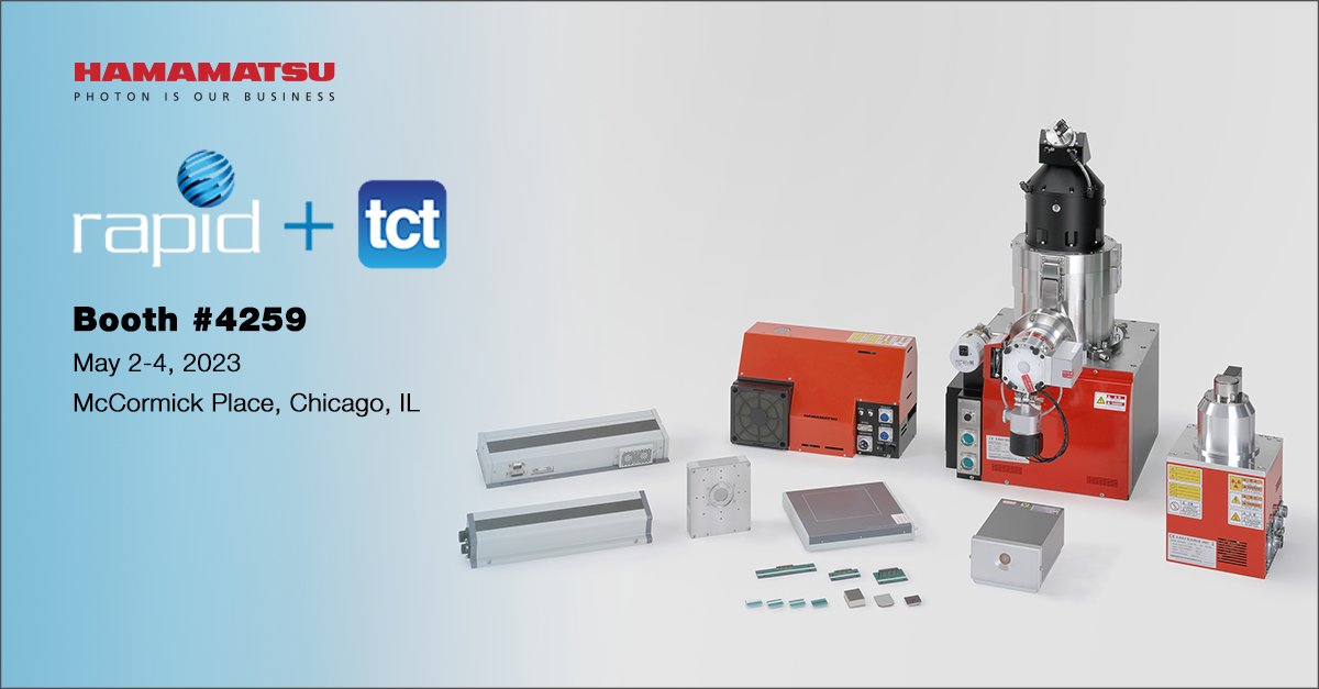 HamamatsuPhoton's tweet photo. Visit us at #RAPIDTCT2023 in booth 4259 to learn about our technology for #AdditiveManufacturing. Our team will be showcasing Microfocus X-ray sources (#MFX), advanced #xraydetectors, and high performance line scan cameras. Learn more at https://t.co/vYvRsCNvA1 | @RAPID_Event https://t.co/TxhKcrO5Zh