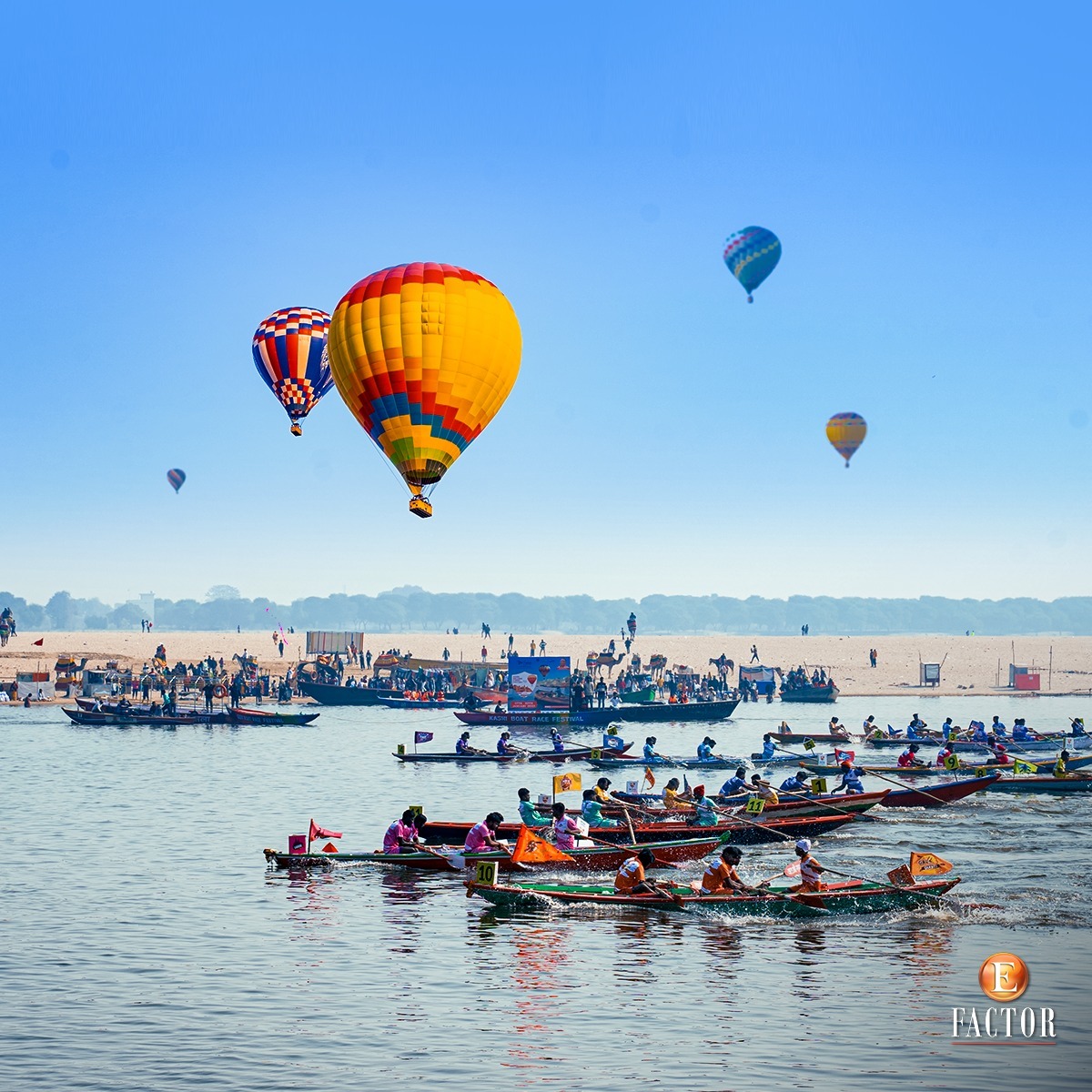 efactorevent's tweet photo. A milestone in our event planning prowess,the Kashi #BalloonAndBoat Festival in #Varanasi was a super success. Thanks to @uptourismgov for trusting our team to execute & manage this grand spectacle.
#RethinkTourism #UPTourism #HotAirBalloonFestival #efactorevents #EventsOfIndia https://t.co/rVlHVZ7EQq