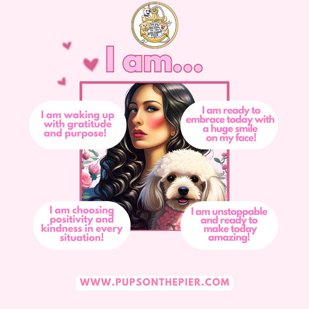 Today I am waking up with gratitude and purpose 🌞
I am setting goals to conquer today 💪
I am embracing my strengths and learning from my weaknesses 🌱
I am choosing positivity and kindness in every situation ❤️
I am taking time for self-care and self-improvement 🧘‍♀️
I am working