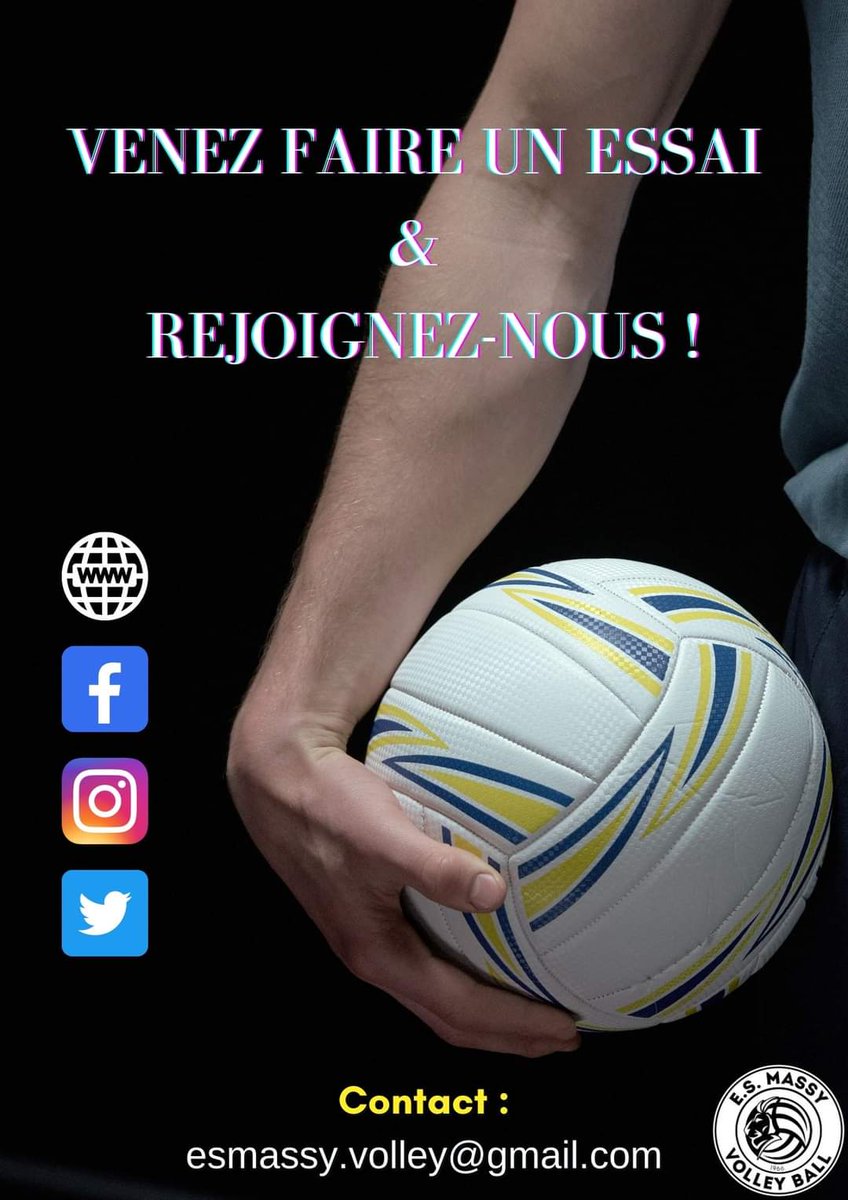 📢 RECRUTEMENT 2023-2024 📢
Vous souhaitez rejoindre un club chaleureux et ambitieux ? Nos équipes SENIORS 1️⃣ ♀️ ♂️ recrutent ! 😎 Ne tardez plus et venez faire des essais 💪
💬 Contactez-nous ! #recrutement #volleyball #nouvellesaison <a href="/FFvolley/">FFvolley</a> <a href="/LigueIDFVolley/">Ligue Île-de-France de Volley</a> <a href="/villedemassy/">Ville de Massy</a>