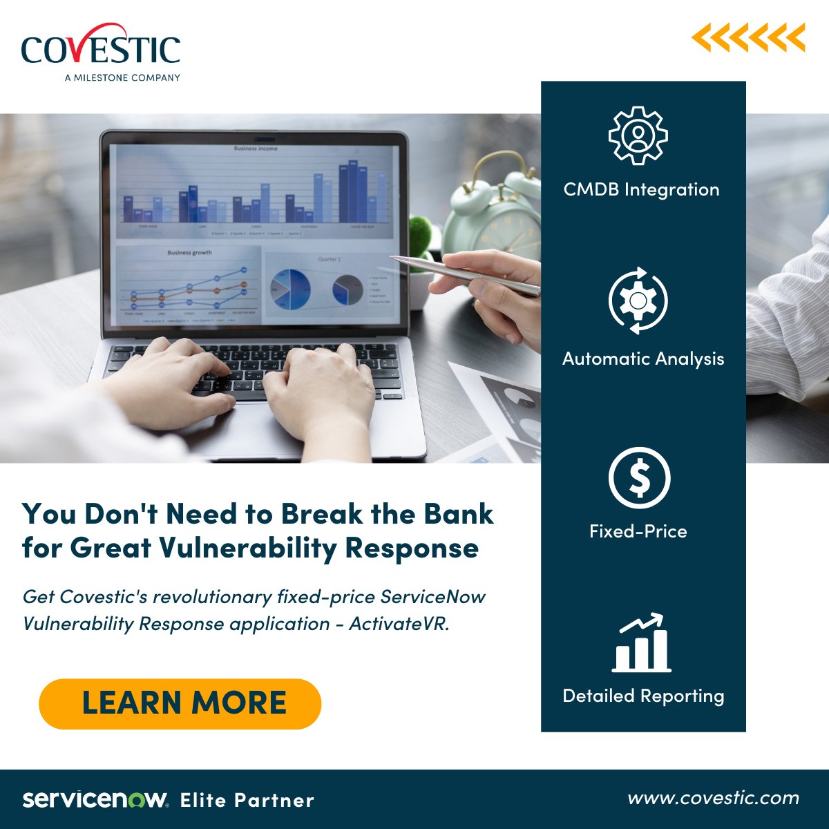 Covestic's tweet photo. Learn more here: https://t.co/VIATgbAy4m
Spend less for better security. ActivateVR is Covestic’s cutting-edge ServiceNow Vulnerability Response application that scales to rapidly narrows your attack surface all for a fixed price.
#ActivateVR #ReduceRisk #covestic https://t.co/SJUBtZmcxf