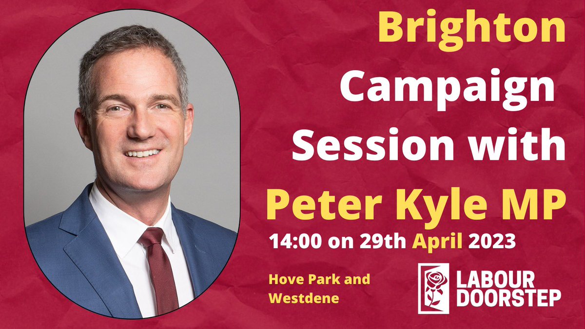 Join us and @peterkyle in Brighton to help win the council for Labour 🌹 Sign up below ⬇️ events.labour.org.uk/event/380678 @warrenmorgan @lundy_li @benphilipsborn