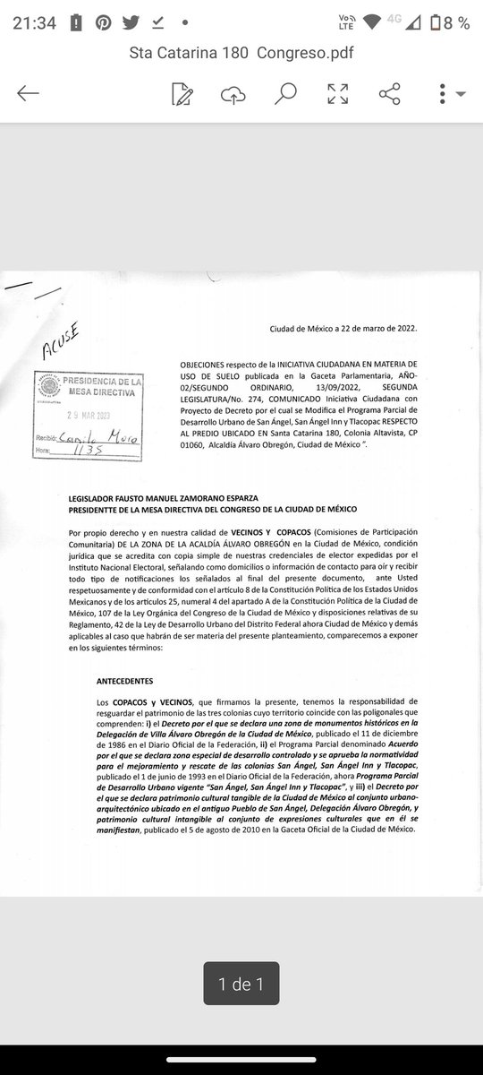 JosefinaMacG's tweet photo. En escrito q circula en redes #JuanCarlosRocha de @AlcaldiaAO dice que @vhlobo pide opiniones para modificar #ProgramaParcial de #SanÁngel en #StaCatarina180 de 3 viviendas a 7737m2 de oficinas. Les enviaremos por tercera vez al @Congreso_CdMex la negativa de vecinos ya entregada https://t.co/kSZN8BPLBi