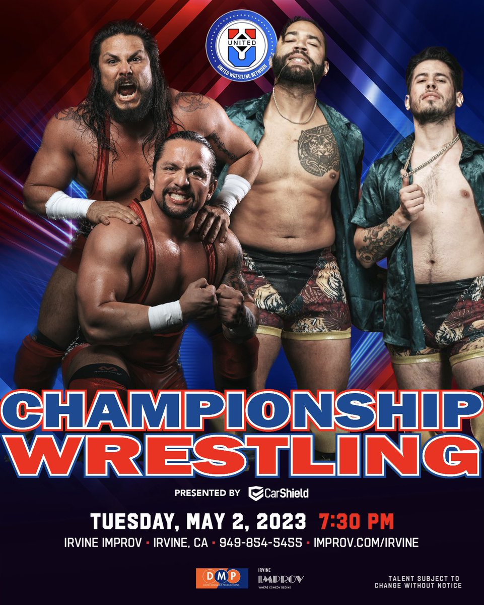 𝐓𝐈𝐓𝐋𝐄 𝐓𝐔𝐄𝐒𝐃𝐀𝐘: #TMZ (represented by <a href="/BADDUDEtito/">Tito Escondido 悪い男ティト</a> &amp; <a href="/checabrera_/">Latino Meat</a>) will defend the United World Tag-Team Titles against Guy Cool's new protégés 24K (Michael Hopkins &amp; Miggy Rose) next week!

🗓️ Tue, May 2
📍 <a href="/TheIrvineImprov/">Irvine Improv</a>
🛎️ 7:30 pm
🎟️ bit.ly/41w4WA1