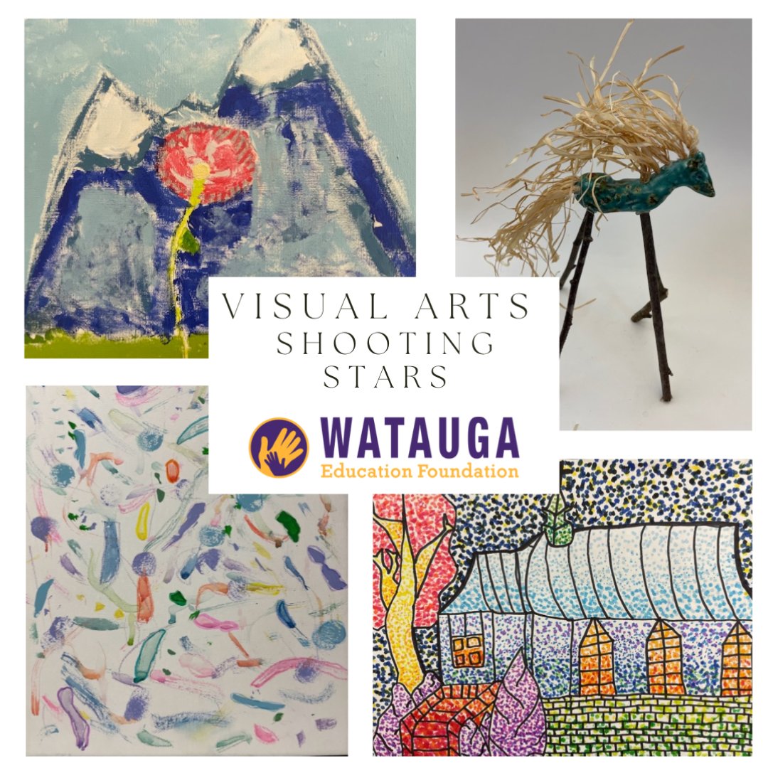 Visit the Jones House in Boone to see the Artwork by our Watauga County School students. Artwork will be on display until 4/30. Join us on Friday, 4/28 4:30 – 7:00pm at the Jones House for the 2023 Shooting Stars Visual Arts Reception!

#WeAreWatauga #WEF4WCS <a href="/WataugaSchools/">Watauga County Schools</a>