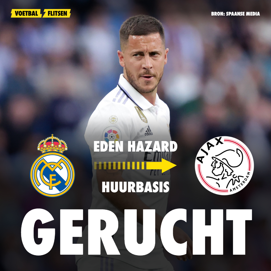 VoetbalflitsenB's tweet photo. WOW! Volgens de Spaanse media zou Ajax interesse hebben om Eden Hazard op huurbasis naar de Eredivisie te halen 🤯����

#VF #Voetbalflitsen #Hazard #Ajax #Eredivisie #EdenHazard #België #Voetbal #Transfer #Gerucht #Transfergerucht #Real #Madrid #RealMadrid #Courtois #Spanje https://t.co/JCDeZsKWkO