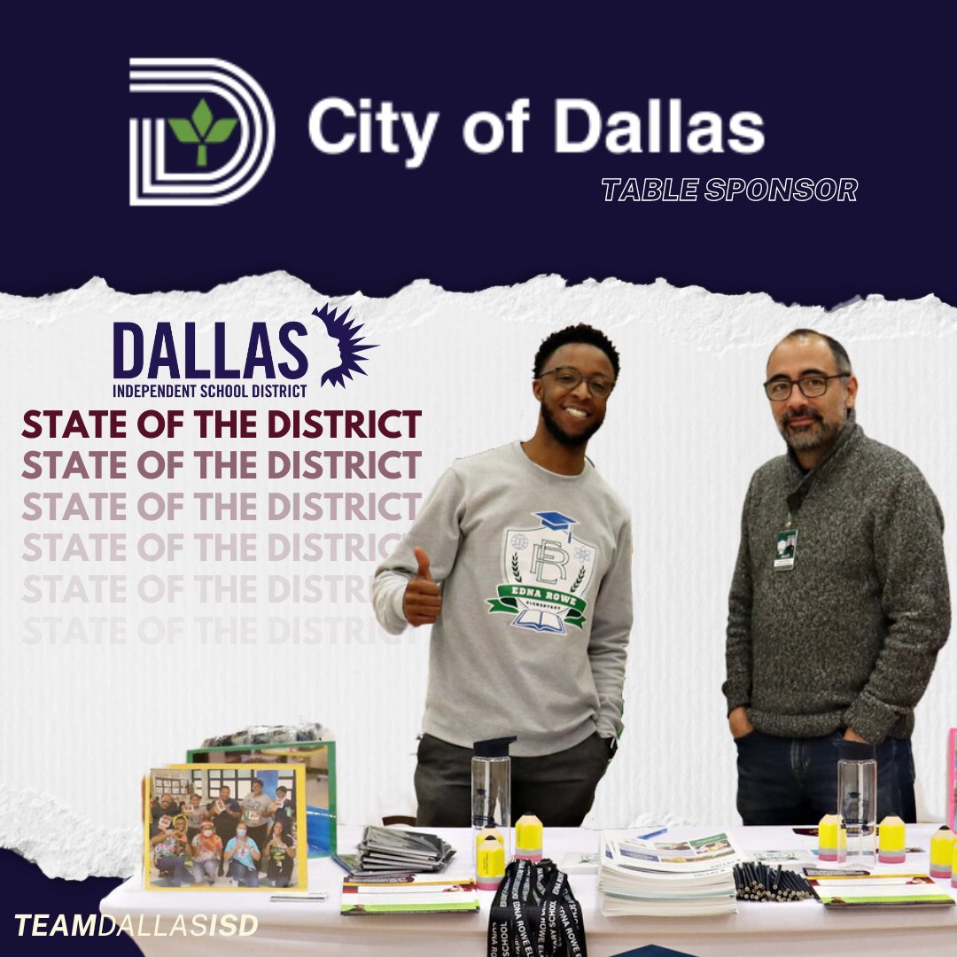 DallasEdFound's tweet image. We love our city, and we thank @CityOfDallas for being a Table Sponsor for the 2023 @dallasschools State of the District! Together we accelerate student success. Support #DallasISD at dallasedfound.org/donate. #DISDStateoftheDistrict #TableSponsor #CityofDallas