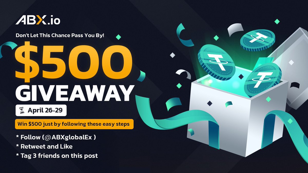 TheCryptoSquire's tweet photo. 🎉 GIVEAWAY 🎉

Follow 3 simple steps and be the lucky WINNER of $500 🔥💰

🔸Follow  @ABXglobalEx 
🔸RT and Like
🔸Tag 3 friends on this post

⏰April 26-29 https://t.co/zEIY9VQrTN
