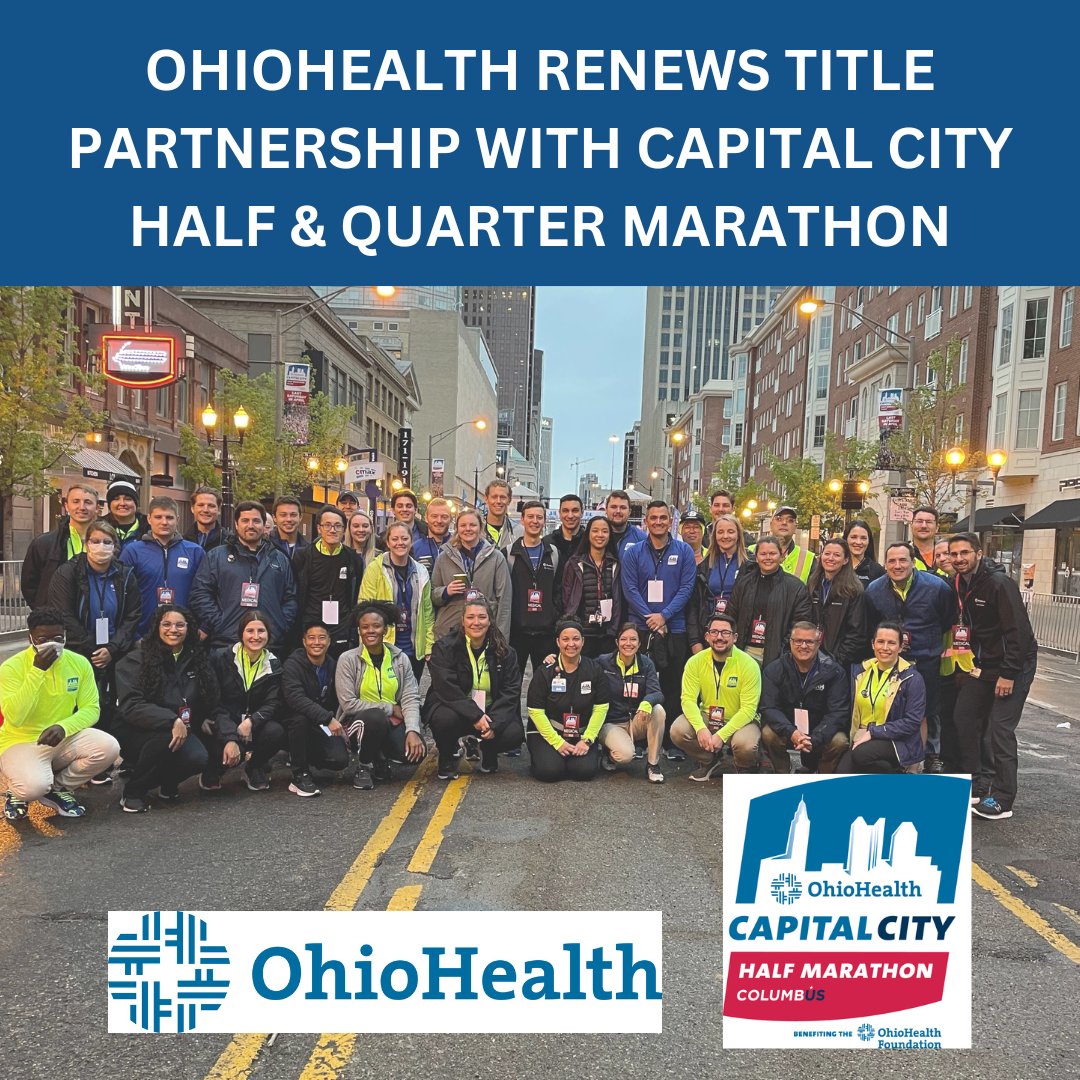 We are proud to announce that @OhioHealth has renewed its title partnership with the #CapCityHalf! OhioHealth is your training partner to get you to the Start & Finish Line and provides on-course care before, during & after the events. Read more: hubs.ly/Q01MQy0l0