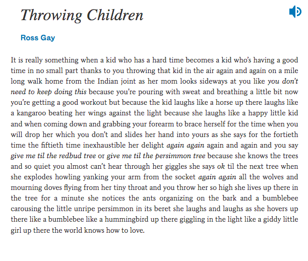 parenthood is so hard but sometimes it is also this Ross Gay poem ✨