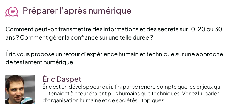 Préparer l'après numérique, par Eric Daspet (<a href="/edasfr/">Éric D.</a>), à #SudWeb 2023.

On en parle à Sud Web, inscrivez-vous : sudweb.fr/2023/billetter…