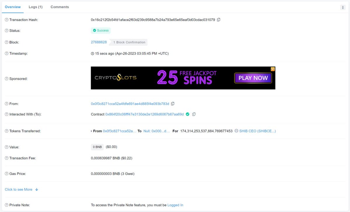 🔥🔥🔥Buyback Round #2🔥🔥🔥

🔥🔥🔥Today's burn - (24/30): 🔥🔥🔥

bscscan.com/tx/0x16c212f2b…