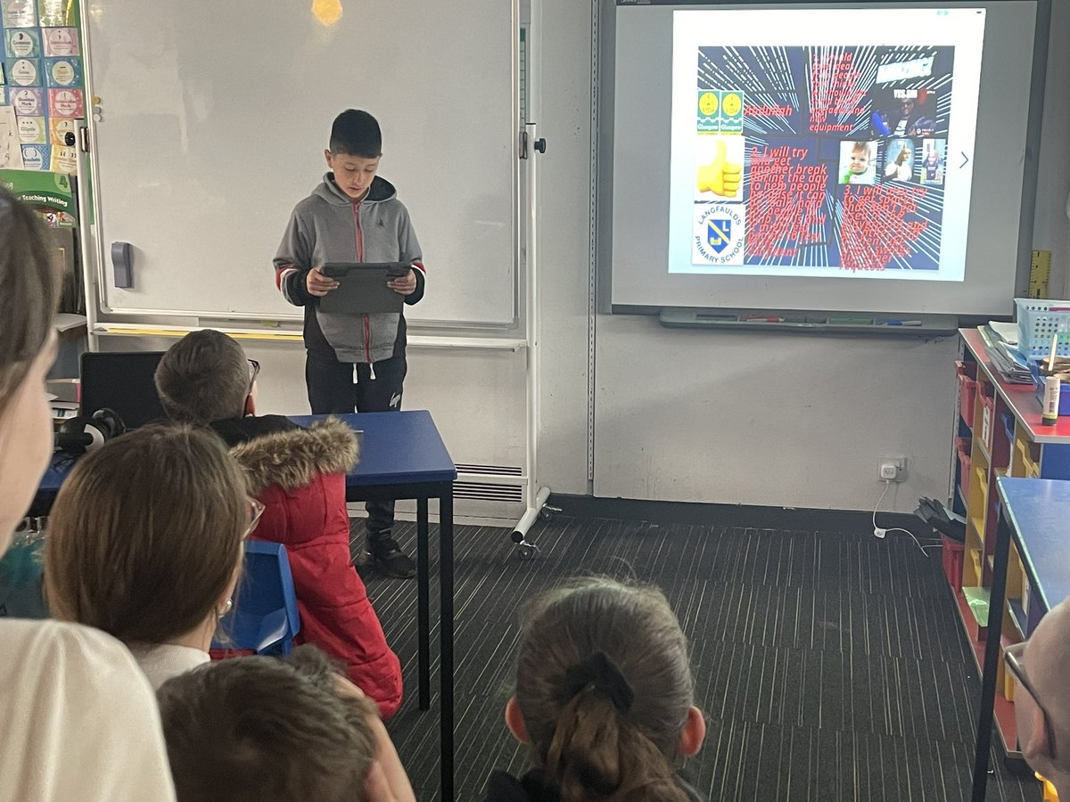 Some applicants of P7/6 making their electoral speeches to the class today, to become our class Pupil Council representative. Self- preparation and presentation and all were confident to answer questions. Well done nominees 👏👏👏 (part 1) <a href="/LangfauldsPS/">Langfaulds Primary School & LCR</a>