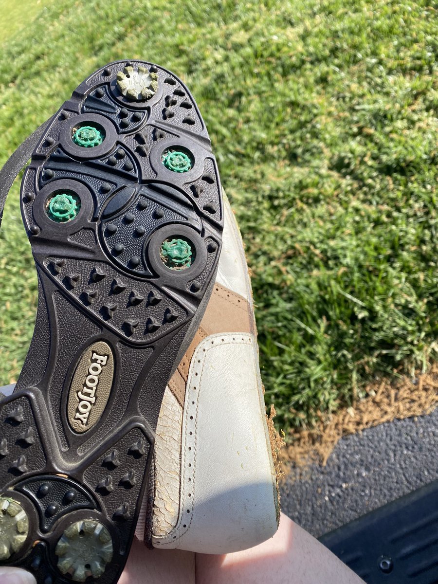 awschenk's tweet photo. After 15 years of hard work and countless golf games, my @FootJoy shoes finally bit the dust. My golf game will never be the same. Thank you #footjoy for your service to my swing. 🫡 https://t.co/XVmpFmdNAT