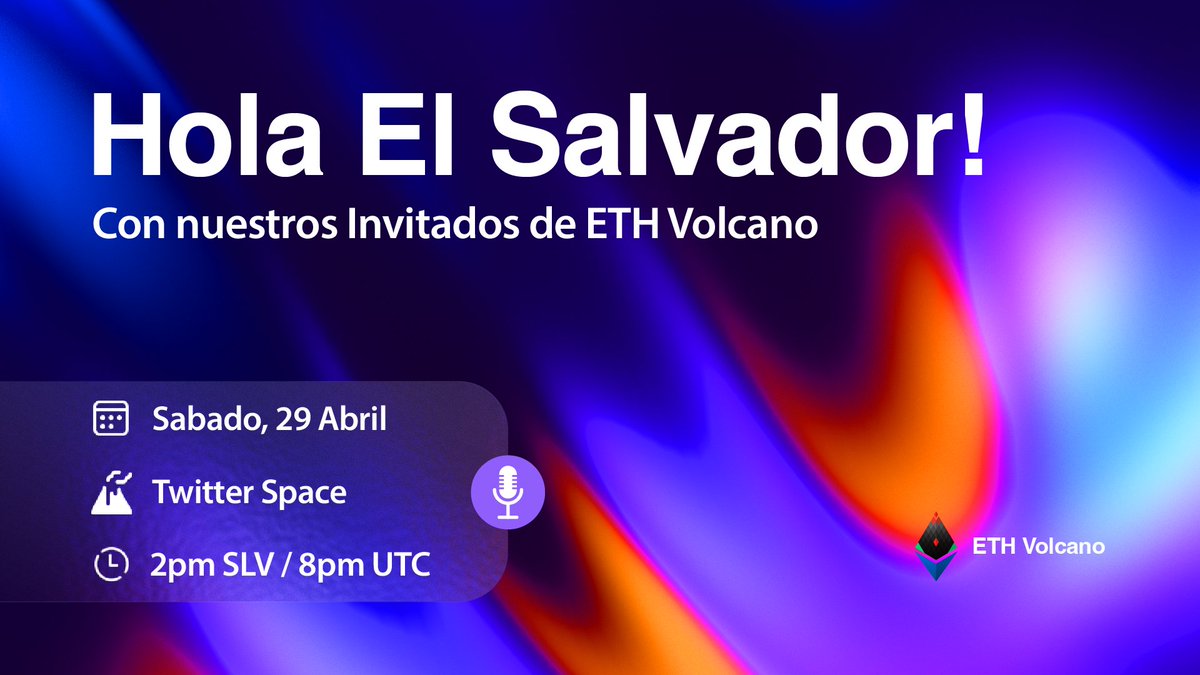 ethvolcano_'s tweet photo. ¡Hola El Salvador! 🇸🇻👏

Acompáñanos en el #TwitterSpaces de lanzamiento de la comunidad ETH Volcano🌋.

Descubre cómo puedes ser parte de la comunidad y del ecosistema web3 de #Ethereum.

📅Sábado, 29 de abril.
🔵 2pm 🇸🇻 / 8pm UTC.

👉https://t.co/yrNUqQYWDn https://t.co/pR88feFZLl