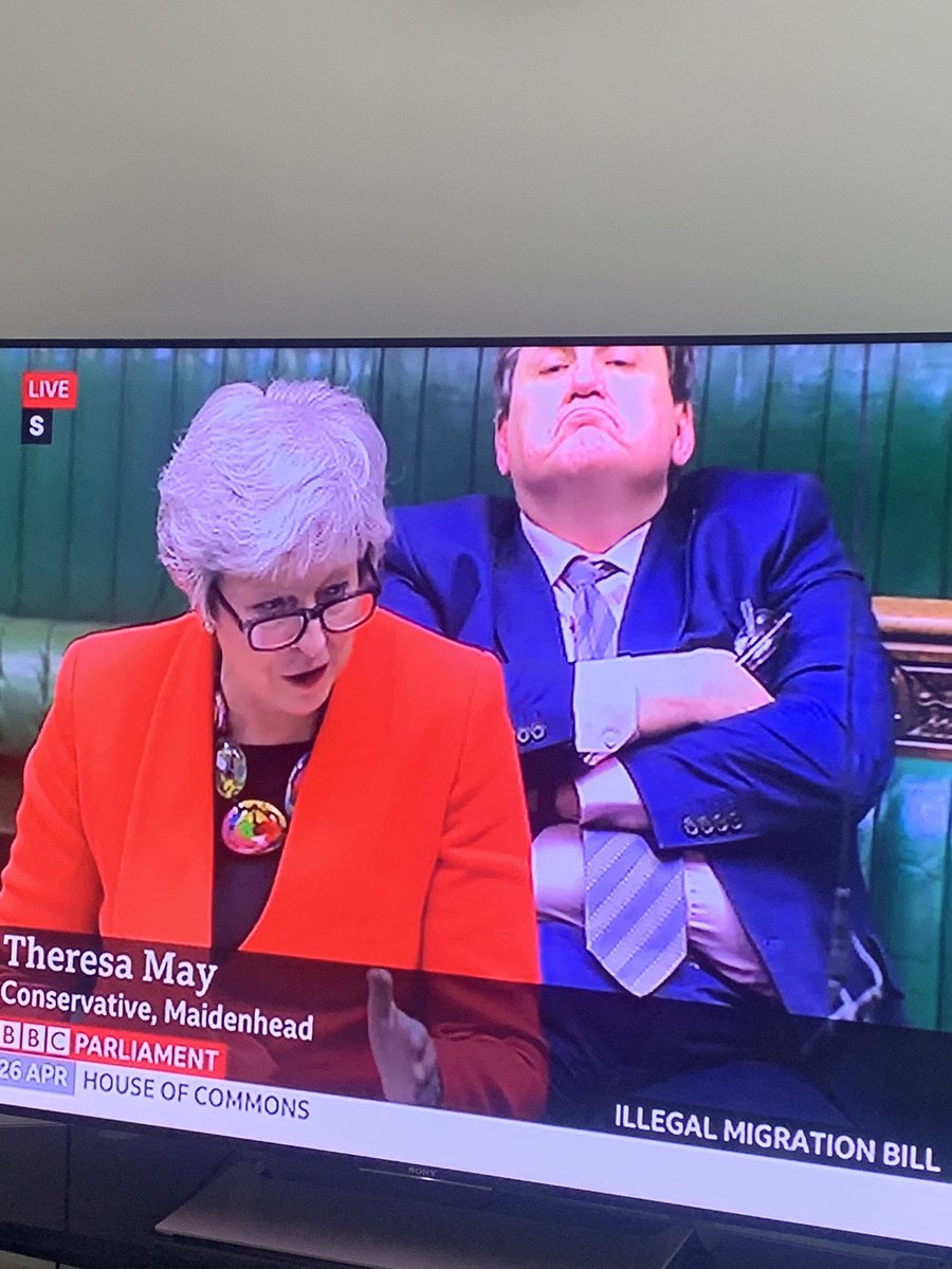 Theresa May is smashing the Illegal Migration Bill pointing out that under the proposed amendment 95 of the bill, modern slavery is less serious than entering through an illegal migration route.