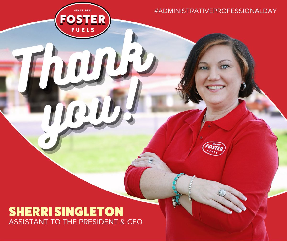 FosterFuelsInc's tweet photo. Let's take a moment to recognize and celebrate the amazing work of Foster Fuels' administrative professionals with a special shoutout to Sherri Singleton! #AdministrativeProfessionalsDay #FosterFuelsFamily #ThankYouTeam https://t.co/Iz8FlmneH6