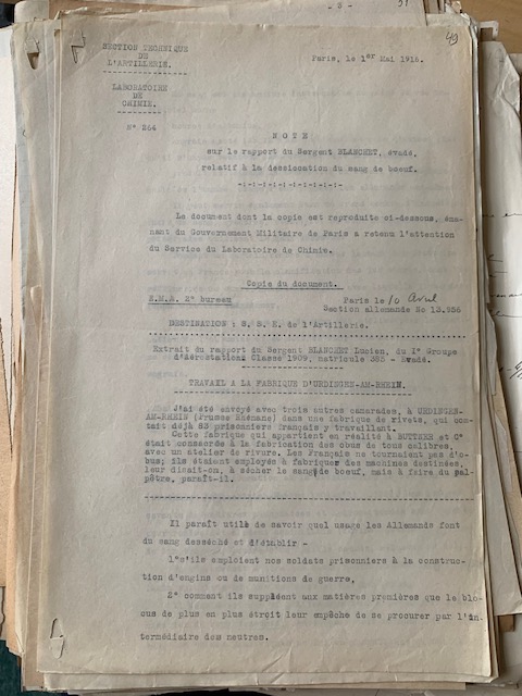 JeanP_MT's tweet photo. Nouvel épisode des "surprises du Service historique de la Défense" : Grande Guerre, au sujet des usages du sang de bœuf séché : source d'albumine, engrais, nourriture pour le bétail et pour les humains... cote GR 7 NN 2 980 https://t.co/lROTBVgo6Q