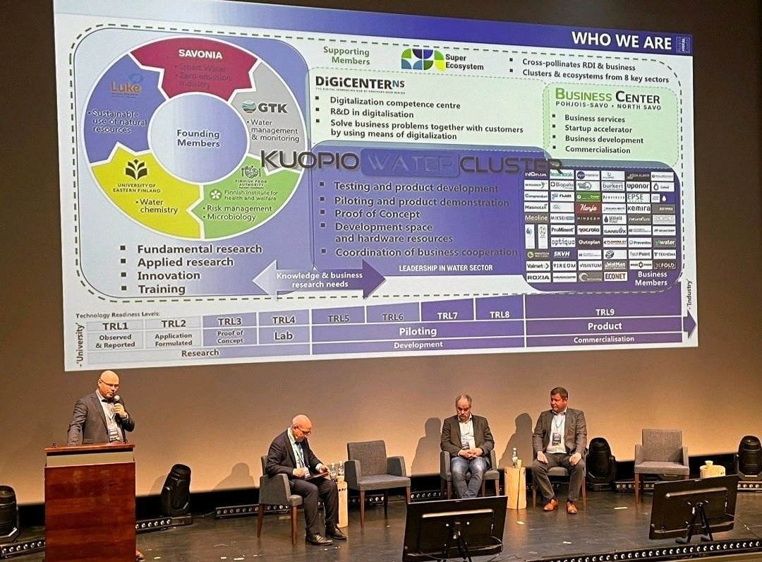 MattiSPLaitinen's tweet photo. What is #ArcticWaterExcellence? Showcase of the power of interregional #ClusterCollaboration to enable sustainable #WaterManagement in industries like mining and pulp & paper. Featuring Eero Antikainen @KWaterCluster, Jarkko Räty and Lasse Moilanen. @SavoniaAMK #collaboration https://t.co/diPyAE3bIZ