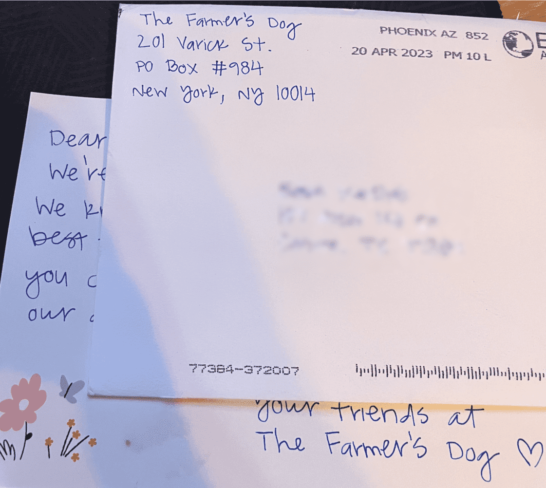 gabemarshall's tweet photo. @thefarmersdog Thank you for taking the time to send us a handwritten condolence letter. It means a lot, and we look forward to being a customer of yours again one day in the future. ❤️😢 https://t.co/l4sGYnxd22