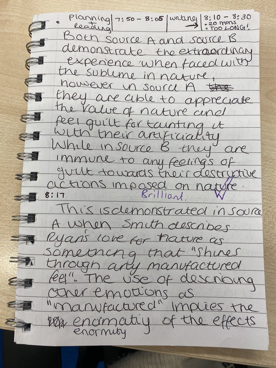 teachingdaley's tweet photo. Obsession with timings, exam technique, and homework is paying off! Students directed to have a time plan before they write and mark time per paragraph as they write. https://t.co/26F7DNkmxI