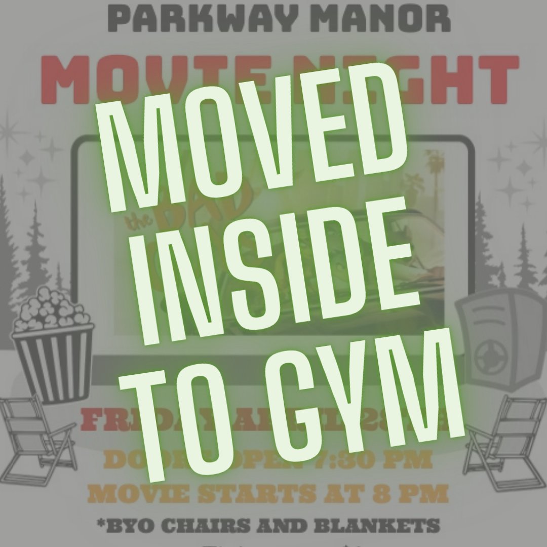 Movie Night in Gym this Friday, April 28! Opens @ 7:30pm, movie @ 8PM. BYO Chairs+Blankets. $1 Cash Only Admission rear entrance. Concessions available ... Collecting CANNED FRUIT #ParklandCARES. One can = one raffle ticket for PM Swag Basket! <a href="/PM_Panthers/">PJ Panther</a>  #ParkwayManor