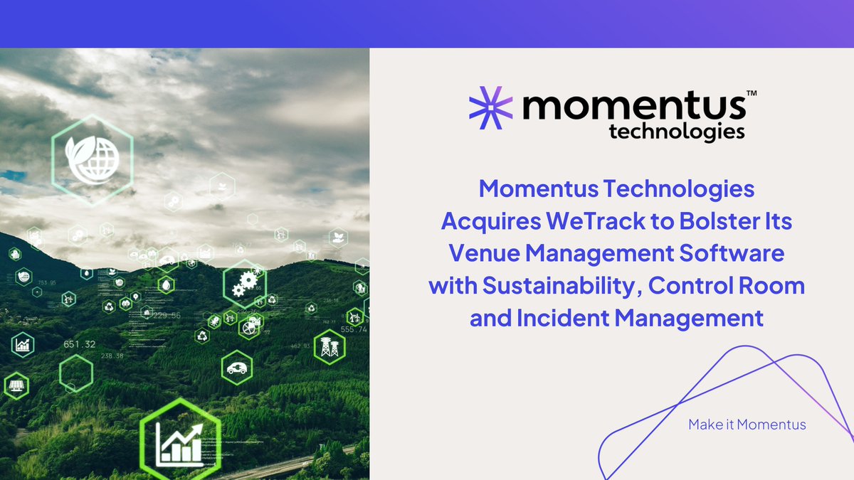 momentustech's tweet photo. 🌍 @MomentusTech acquires @WeTrack, expanding venue management software w/ sustainability & incident mgmt. Ready to lead the way in eco-conscious practices 🌳💚🎉
📰 Check out the release: https://t.co/7FWLoYLMxz
#MakeItMomentus #WeTrack #SustainableEvents https://t.co/Ws57z91pP5