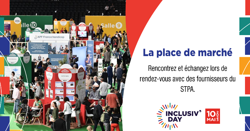 InclusivDay's tweet photo. Développez votre démarche d’achats inclusifs en rencontrant les prestataires du STPA et de l'insertion le 10 mai prochain sur la Place de Marché d'#InclusivDay 

Pour plus d’informations 👇