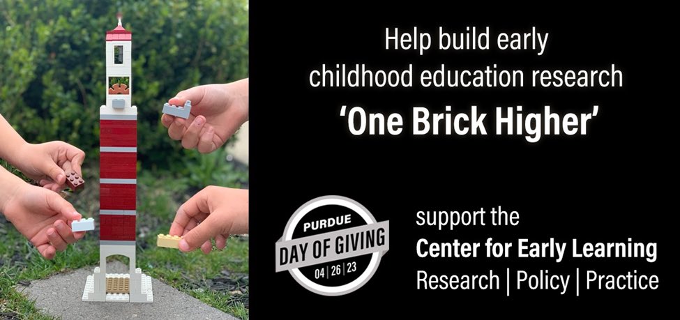 davidjpurpura's tweet photo. Help us build early childhood education research “one brick higher” by supporting @CEL_Purdue on #PurdueDayofGiving #PurdueHHS

https://t.co/mbrAyFmtCl https://t.co/YEOEXglxIt