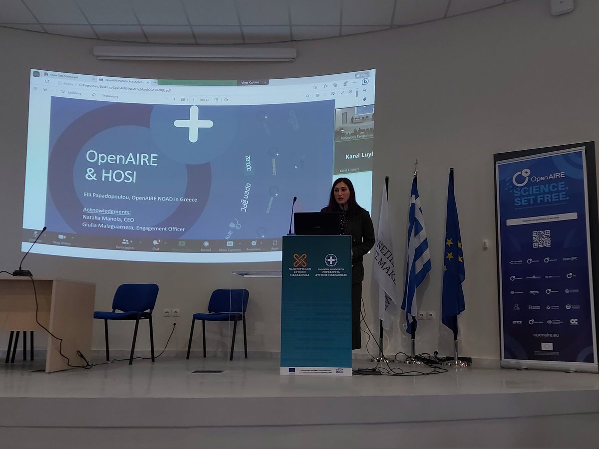 fkarayan's tweet photo. In the amazing brand-new premises of #UniversityofWesternMacedonia in north-western #Greece for a national #OpenScience event with participation from key EU and national initiatives @eoscassociation @OpenAIRE_eu @RaiseScience @NI4OS_eu #HellenicOpenScienceInitiative #HOSI https://t.co/ZASWbERZGU