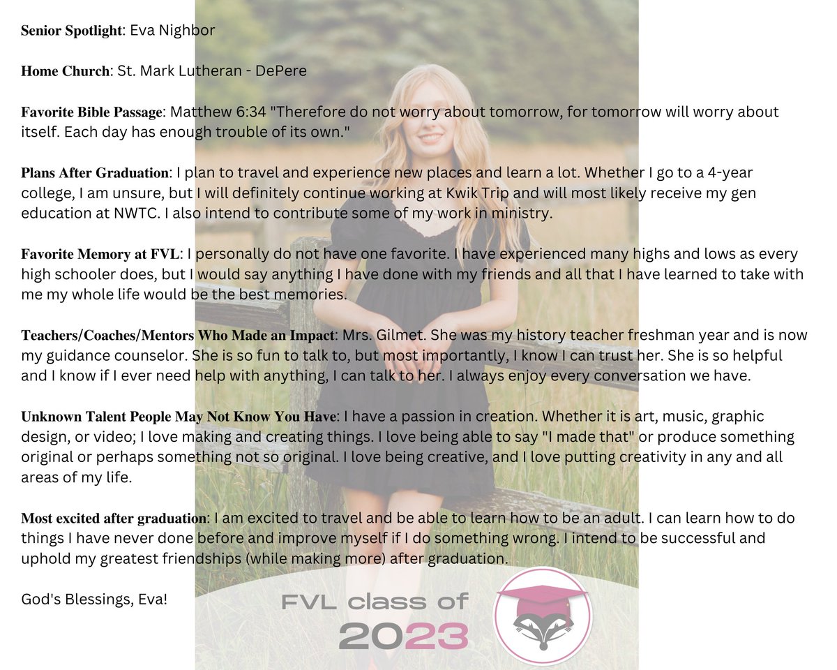 Senior Spotlight - Eva Nighbor