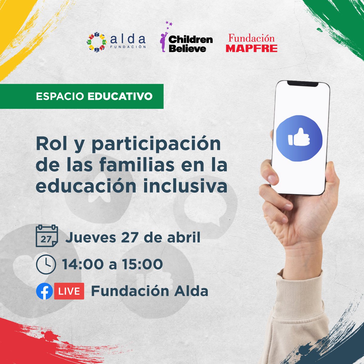 FundacionAlda's tweet photo. 📢 ¡No te pierdas este espacio educativo sobre el rol de las familias en la educación inclusiva!
Unite este jueves 27 desde las 14:00 en https://t.co/lBaMPIBLPZ, para aprender juntos sobre cómo fomentar la inclusión en el ámbito educativo. 🌟
#EducaciónDeCalidad
#CompromisoAlda https://t.co/hAKqeEiwZ2