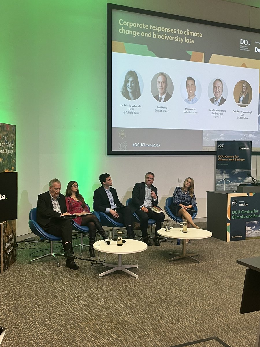 Question from the audience in our corporate panel session on the progress of @BordnaMona’s just transition program.  Answer: “We’ve kept jobs in the midlands doing activities that didn’t exist heretofore” <a href="/jpmacn/">John MacNamara</a> #DCUClimate2023